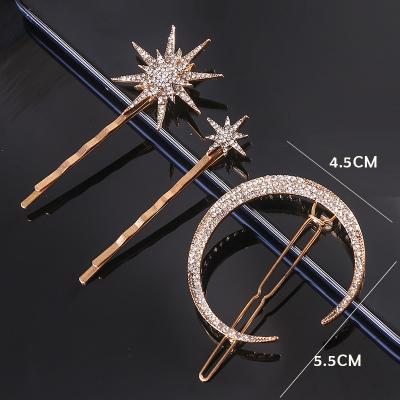 China Barbershop Girls & Simple Women Accessories Girls Hairpins Set Star Hair Clip Gold Rhinestone Geometric Hairpins For Women Hair Jewelry for sale