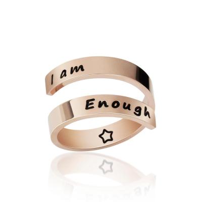 China FASHIONABLE Personalized Engraved Steel Name Ring For Man Women Ring Silver Rose Gold Stainless Steel Words for sale