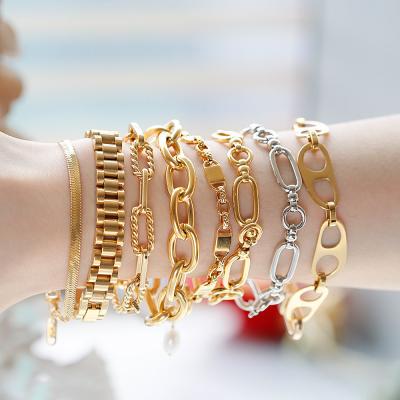 China Environmental Friendly Adjustable Stainless Steel Snake Chain Gold Plated Fashion Bracelet Ladies Chain Jewelry for sale