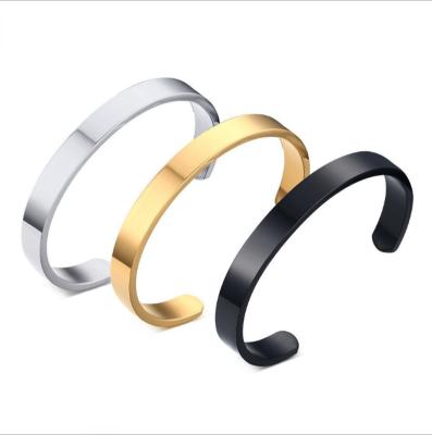 China Fashion Men's Wholesale Custom Jewelry Cut Out Cuff Stainless Steel Name Bracelet Bangle Environmentally Friendly for sale