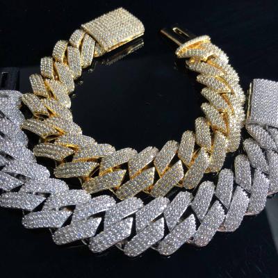 China Wholesale 19mm 18inch Three Row Zircon Bangle Environmentally Friendly Hitter Hip Hop Hot Selling Bracelet for sale