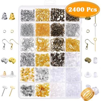 China TRENDY 2400pcs Earring Making Supplies Kit With 24 Earring Hooks, Earring Backs, Earring Posts and Earring Making Findings for Adults for sale