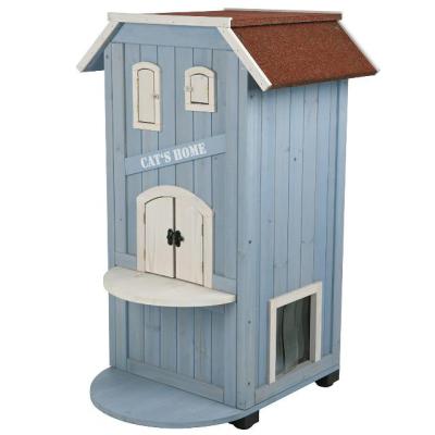 China Custom Graffiti Cat House Pet Products Wooden Breathable Cat 3-Story House for sale