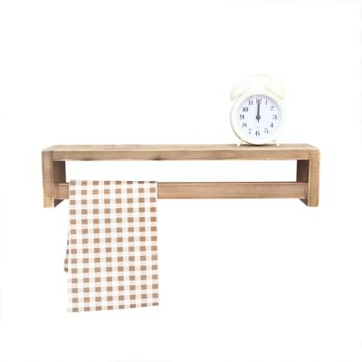 China Modern Storage On The Living Room Wall Bathroom Towel Rack Wooden Wall Storage Rack for sale