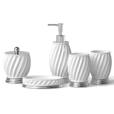 China Viable Wholesale High Quality Modern New Design White Ceramic Bathroom Accessories Set for sale