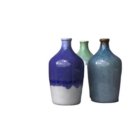 China Reactive Large Decor Bathroom Vase Blue And White Glazed Ceramic Accessories for sale