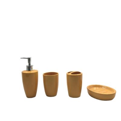 China Sustainable High Gloss Glazed Ceramic Bathroom Accessories Set In Orange Color for sale