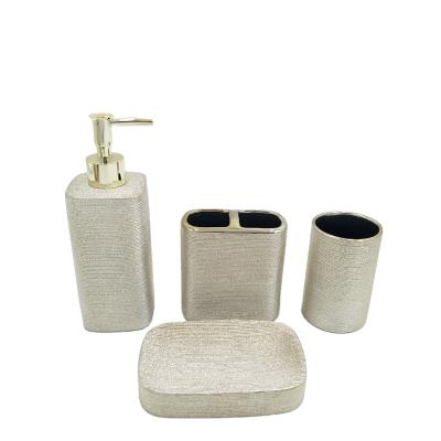 China Sustainable Bathroom Set Silver Plated Ceramic Effect Bathroom Accessories for sale