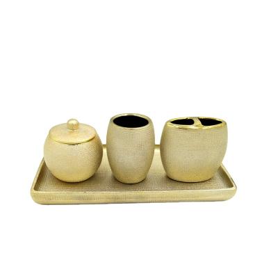 China Sustainable Luxury Gold Ceramic Bathroom Accessories /Ceramic Gold Plating Bathroom Accessories for sale