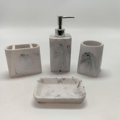 China Sustainable Simple Primary Marble Lightweight Design Polyresin Bathroom Accessories Sets for sale