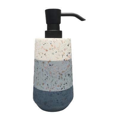 China Factory Wholesale 3 Color Mix Resin Terrazzo Hotel Shampoo Bottle Viable Lotion Dispenser With Pump for sale