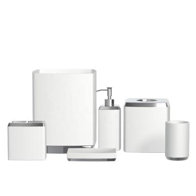 China Sustainable Simple Bathroom Accessories White Polyresin Bathroom Sets for sale