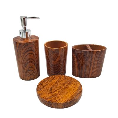 China 4 Pcs Sustainable Effect Fashionable Bathroom Toilet Accessories Set Wood Set for sale