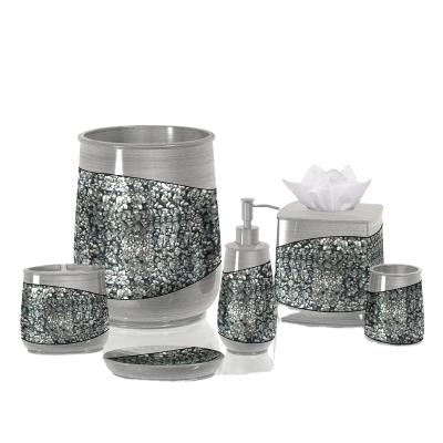 China Sustainable Good Quality And Glass Mosaic Effect Resin Bathroom Accessories Sets for sale