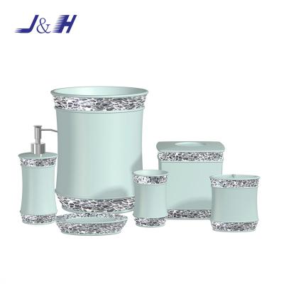 China 2021 Sustainable Popular Polyresin Bathroom Accessories Set With Mosaic Effect for sale