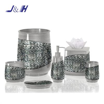 China Sustainable Mosaic Resin Bathroom Accessories Sets, Mosaic Resin Bathroom Set for sale