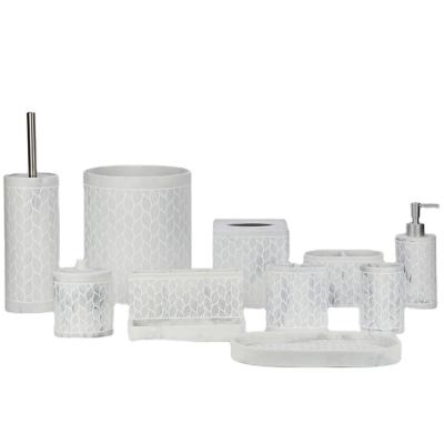 China Sustainable Marble Bathroom Accessories Whole 10 Pcs Set Bath Accessories Set for sale