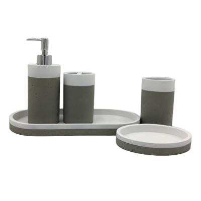 China Concrete Bathroom Sets Simply Viable Gray Round Cement Home Decoration Accessories for sale