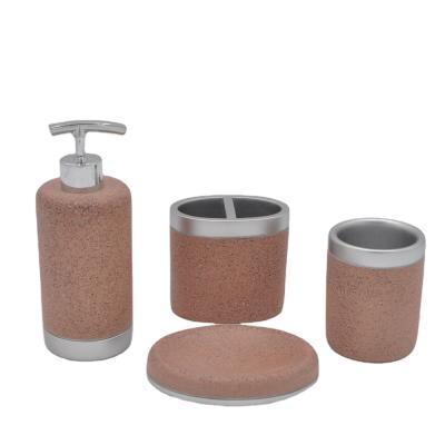 China Sustainable Cheap Cement Bathroom Accessories Set Red Concrete Bathroom Sets for sale