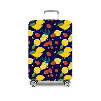 China Fabric Printed Elastic Protective Waterproof Fruit Luggage Covers Polyester Spandex Suitcase Cover for sale