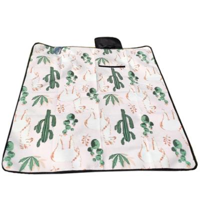 China Custom Waterproof Oxford Picnic Blanket, Outdoor Camping Mat Polar Fleece Cactus Print Picnic Planket Blanket for sale