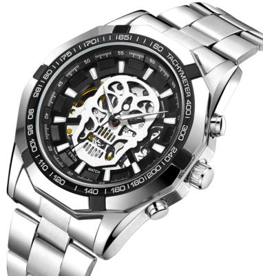 China Fashion Skull Watch Brand Water Resistant SEWOR Skeleton Stainless Steel Automatic Mechanical Strap Men's Gold Watch for sale