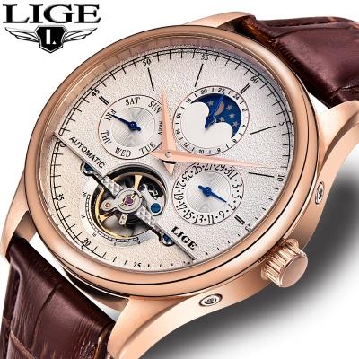 China Automatic Date Lige 6826 Automatic Mechanical Wristwatches for Men Tourbillon Brand Men's Leather Waterproof Luxury Watches for sale