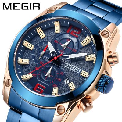 China Automatic Date 2021 2063 Megir Luxury Steel Men Watches 3D Chronograph Time Quartz Wrist Watch Water Proof for sale