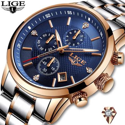 China Date 2021 10012 Relojes Stainless Steel Male Wrist Watch Diamond Luminous Lige Watches Men Automatic Quartz for sale