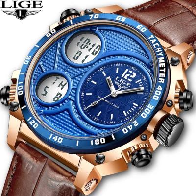 China Fashion Dual Display Alarm Lige 8930 Watches For Men Waterproof LED Digital Lige Watch Sport for sale