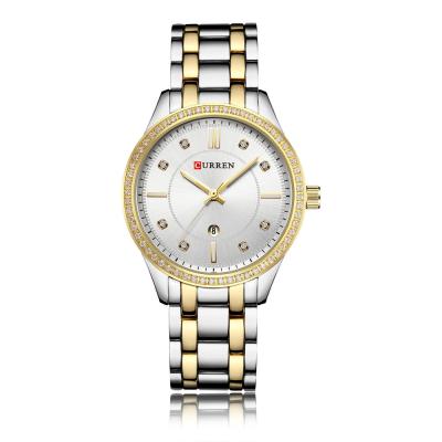 China Luxury gold brand date CURREN 9010 women stainless steel automatic high quality watch quartz watch wristwatches for sale