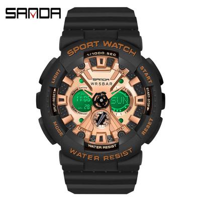 China Alarm Sanda 2021 6068 Military Women Watches 50M Waterproof Sports Watch Japan Anlaog Digital for sale