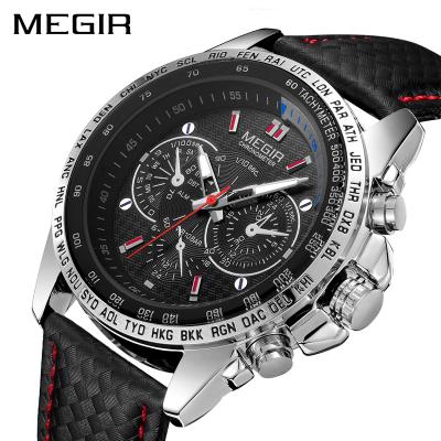 China 2020 MEGIR 1010 Automatic Water Resistant Men's Quartz Wristwatches Fashion Leather Luxury Waterproof Men Watches for sale