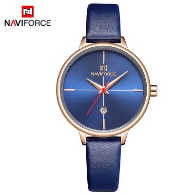 China 2021 NAVIFORCE NF5006 Automatic Date Women's Ultra Thin Simple Dial Quartz Watches Elegant Leather Strap Charm Bracelet Wristwatch for sale