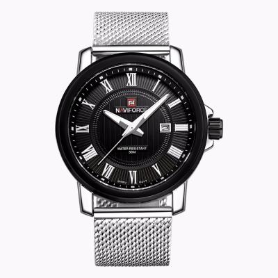 China Auto Date Naviforce 9052 Men Quartz Watches Relogio Masculino Steel Wrist Watches Luxury Brand for sale