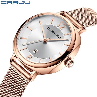 China Crrju 2169 Date Automatic Quartz Dial Hand Simple Girl's Day Watch Waterproof 2021 Woman Watches Top for sale