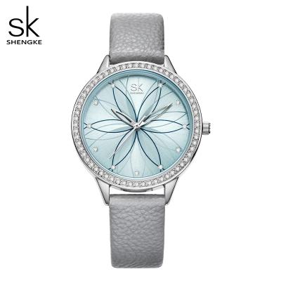 China Water Resistant Shengke K0146 New Stereoscopic Flower Ladies Watch Quartz Analog Fashion Ladies Watch Gift Set for sale