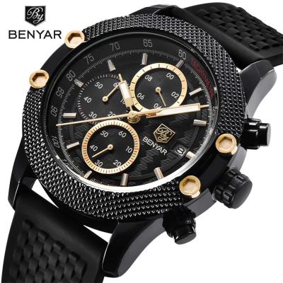 China Auto Date 2021 5109 Sports Quartz Watch For Man Waterproof Benyar Calendar Watches Men Wrist for sale