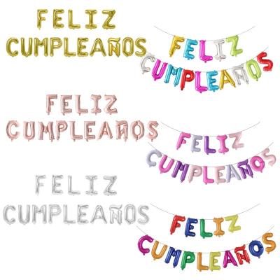 China 16inch Feliz Happy Birthday Self-Sealing Cumpleanos Party Decoration Spanish Alphabet Foil Letter Balloon for sale