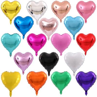 China Heart Shaped Self-Sealing Gold Silver Rose Foil Balloon 18inch Mylar Foil Balloon Love Valentine's Day Blue Pink Globo Globo Balloon for sale