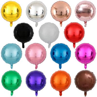 China Wholesale 18 Inch Round Panel Auto Shutter Light Film Balloon Solid Color Wedding Party Festival Decoration Monochromatic Aluminum Balloon for sale