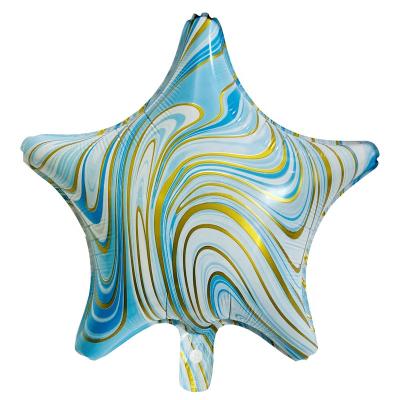 China New Design 18 Inch Marble Agate Foil Heart Self Sealing Star Round Shaped Helium Globos Balloons For Wedding Party Decoration Supplies for sale