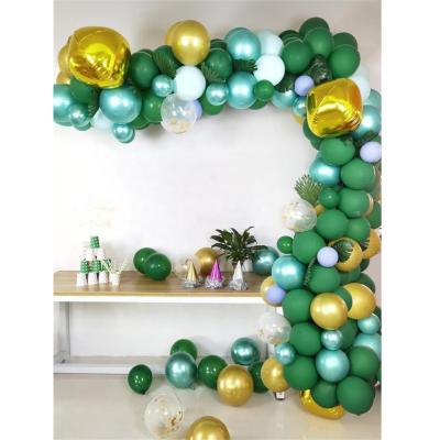 China 167pcs Jungle Theme Party Decoration Balloon Eco-friendly Material Chain Set Dark Green Balloon Forest Series Garland Arch Kit for sale