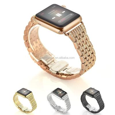 China Stainless Steel Alloy Rhinestone Diamond Stainless Steel Watch Band For Apple Watch Series 1/2 for sale