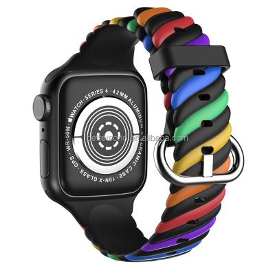 China Sports Wristband Sport Band For Apple Watch Strap 7 Series Se 6 5 4 3 Soft Elasticity Printed Strap For iWatch 41mm 45mm 38mm 40mm 42mm 44mm for sale