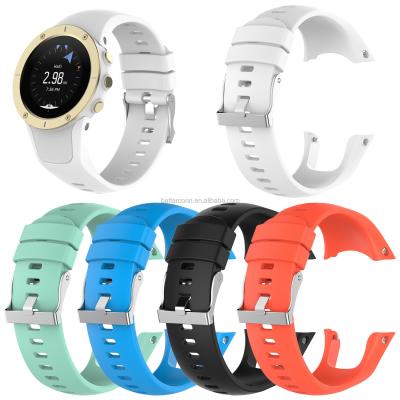 China Luxury Replacement Soft Silicone Strap Colorful Sports Strap With Metal Buckle For Suunto Spartan Trainer Wrist Hour Watch for sale