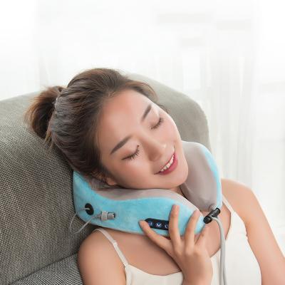 China Airplane Car Ride Massager Comfortable Multifunctional Vibrating Memory Foam Neck Massage U Shaped Pillow With Heat for sale