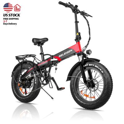 China GELEISEN Mountain Bike Electric Free Shipping 48V 500W Ebike USA Warehouse 20 Inch Folding Bike Fat Tire Electric Bicycle For Adults for sale