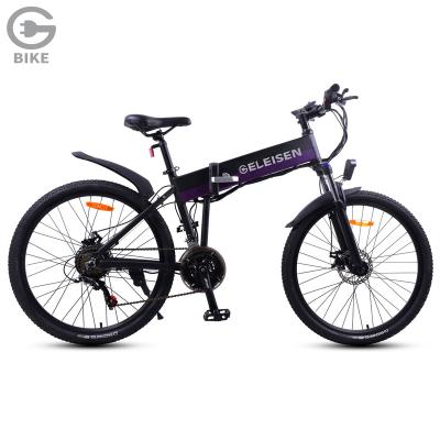 China Black Electric Folding Electric Bicycle 250W/350W DC Motor 36V 10Ah Mountain Bike US EU Warehouse Stock S6 Lithium Battery 26 Inch Electric Bike for sale