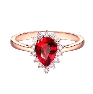 China High Quality Hot Selling High Quality Ring Teardrop Shaped Ruby Ring for sale